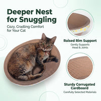 3 Pack Oval Cardboard Cat Scratcher & Lounger Bed - Single - Extra Large - image 2
