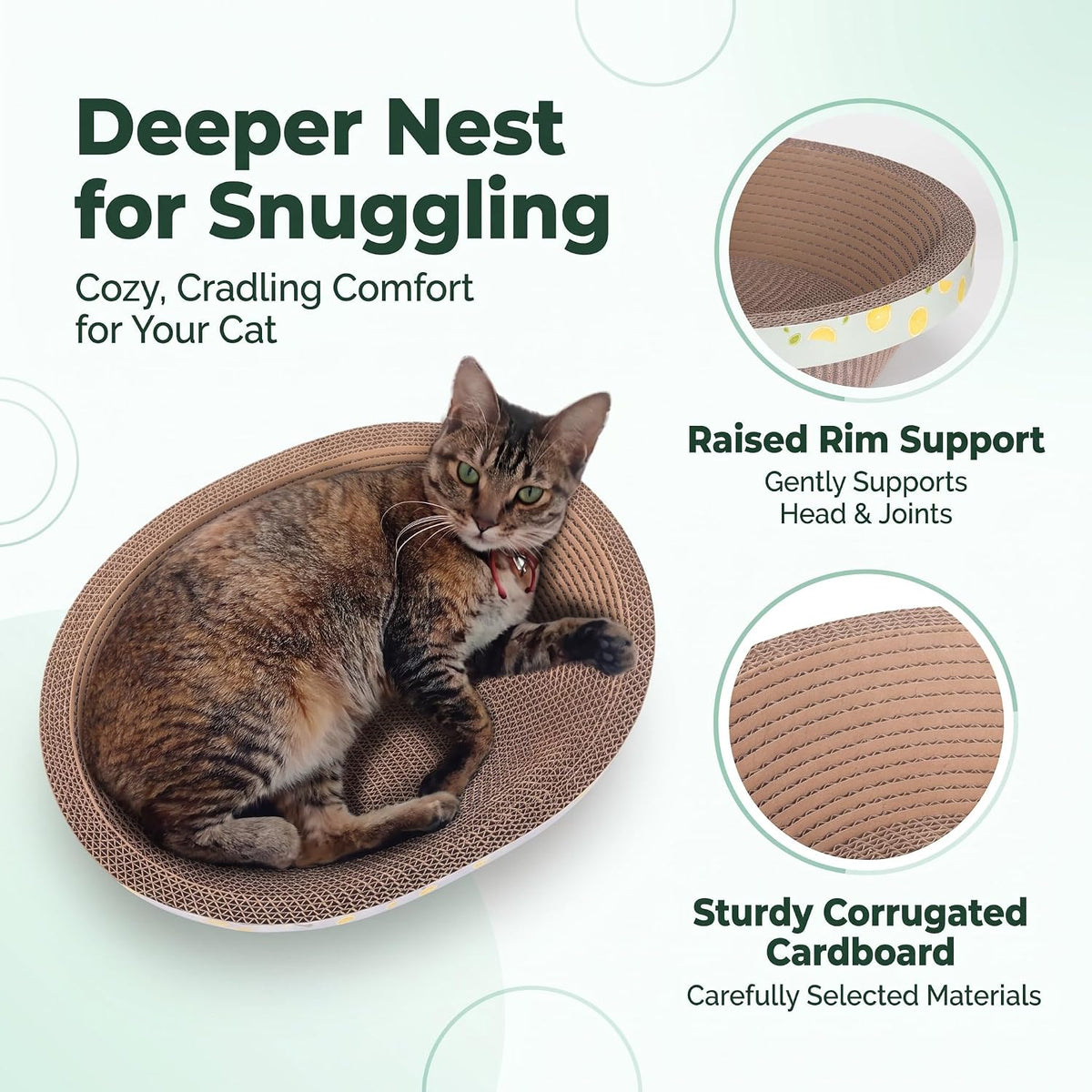 3 Pack Oval Cardboard Cat Scratcher & Lounger Bed - Single - Extra Large - image 2