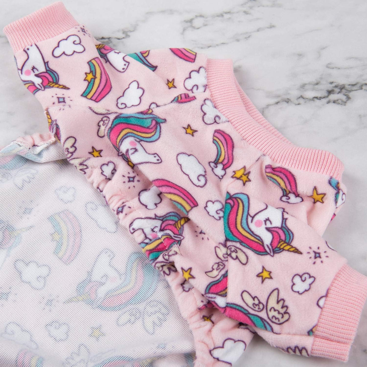 CuteBone Small Dogs Outfit Soft Puppy Onesies Pjs Christmas Dog - Pink unicorn / Large - image 3