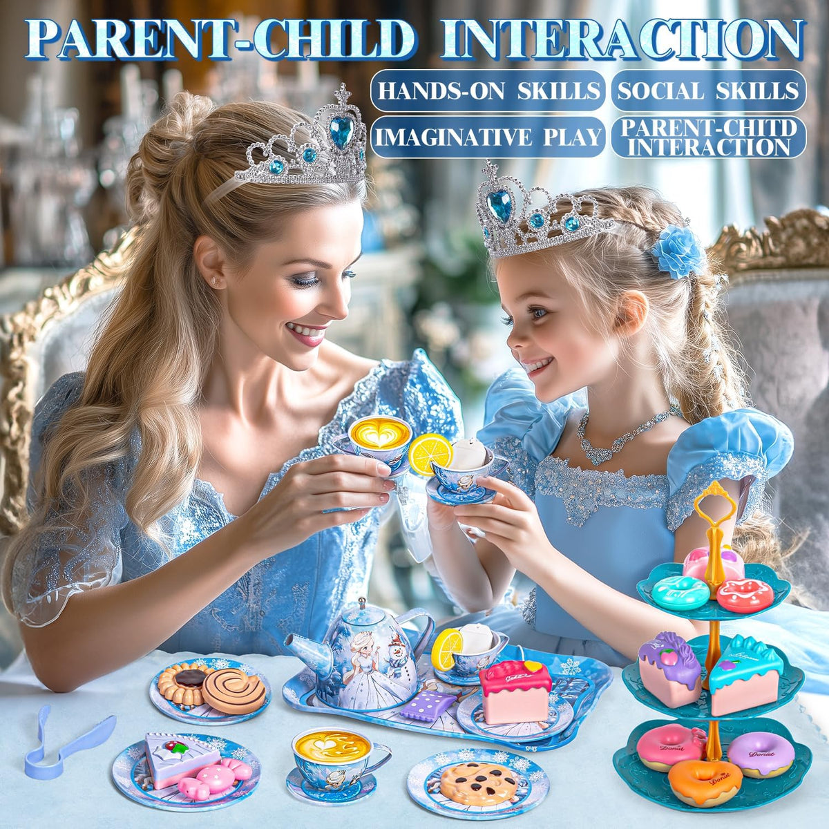 Hohosunlar Kids Tea Party Set for Little Girls Toddlers 3 4 5 6 7 8 – Fun for Kids & Family - Blue - image 4
