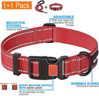 Heavy Duty Dog Leash - Comfortable Padded Handle, 5 ft Long - Dog Leashes for Small Medium Large Dogs (Leash+Collar M Neck 16"-20", Red)