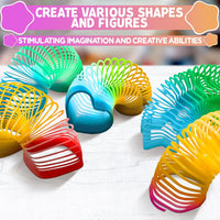 DIMROM mini spring toys in rainbow colors shaped like hearts, stars, circles, squares and hexagons - view 4