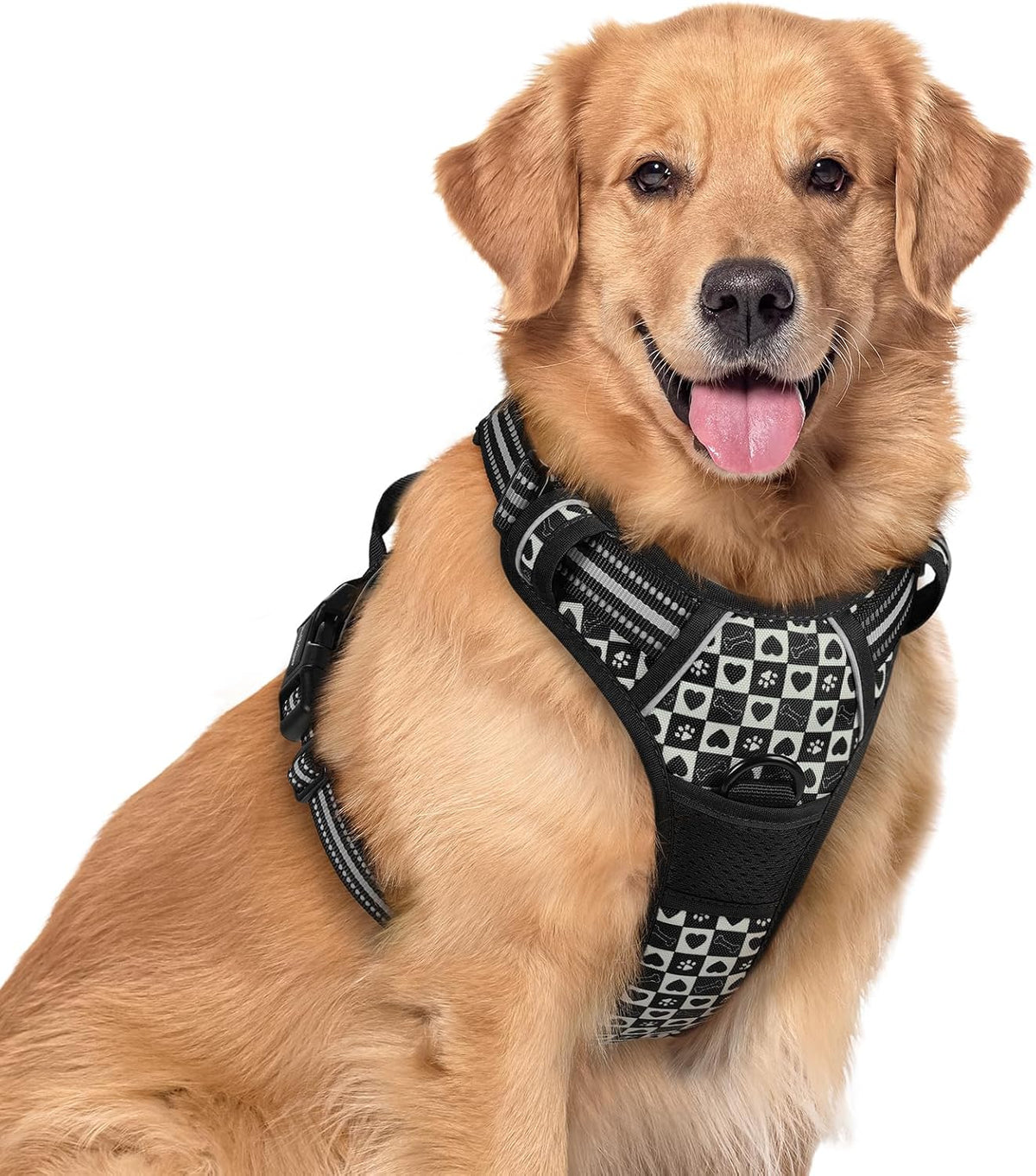 rabbitgoo Dog Harness, No Pull for Large Dogs with 2 Leash Clips - X-Large / Black Grid