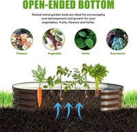 SnugNiture 6x3x1ft Raised Garden Bed Kit, Outdoor Oval Metal Garden Planter, Ground Planter Box for Gardening Vegetables Flowers, Brown