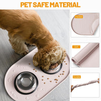 Hubulk 100% Waterproof Silicone Pet Feeding Mat with Raised Edge - White Sand / 19"L x 12"W - image 2