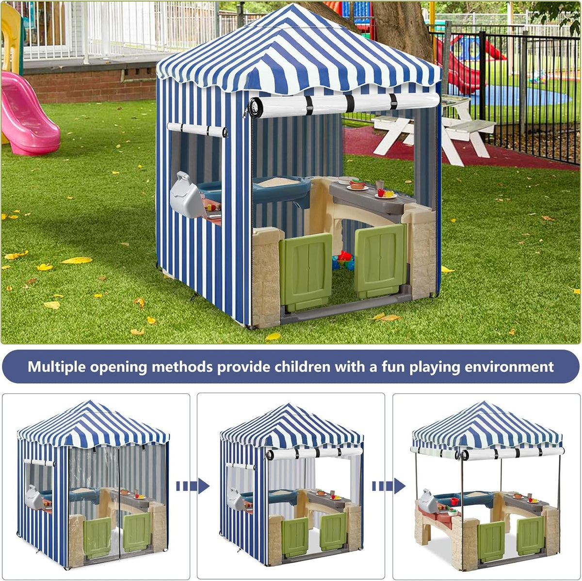 Hadisi black 600D waterproof outdoor kids playhouse cover with zippered front door - view 14