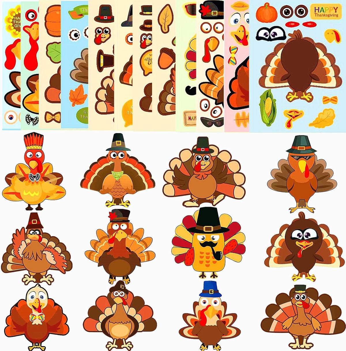 64 Sheets Halloween Stickers for Kids - Thanksgiving DIY Style