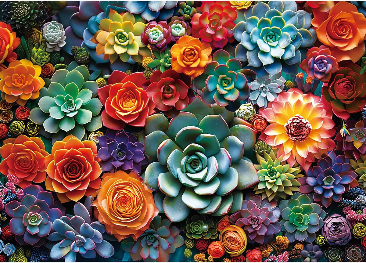 1000 Pieces Puzzle for Adults - Succulent Flower