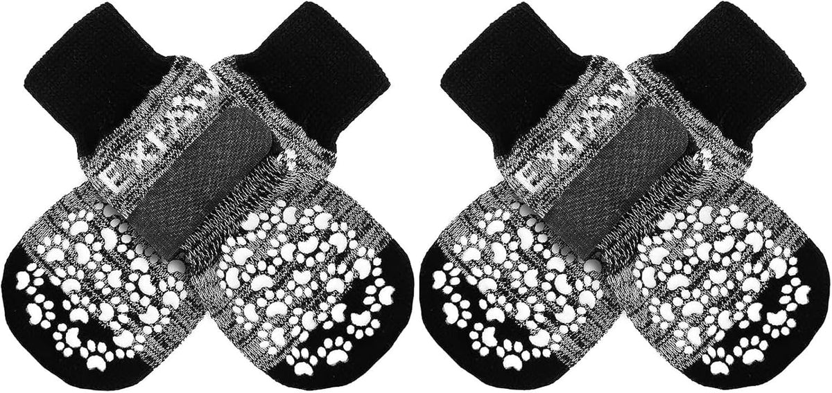 Anti Slip Dog Socks to Prevent Licking Paws - Medium (4 Count) / Dark Grey