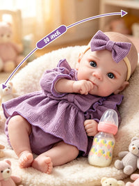 EKOKIZ blue reborn baby doll dress set with hairband and shoes for 17 to 20 inch dolls - view 37