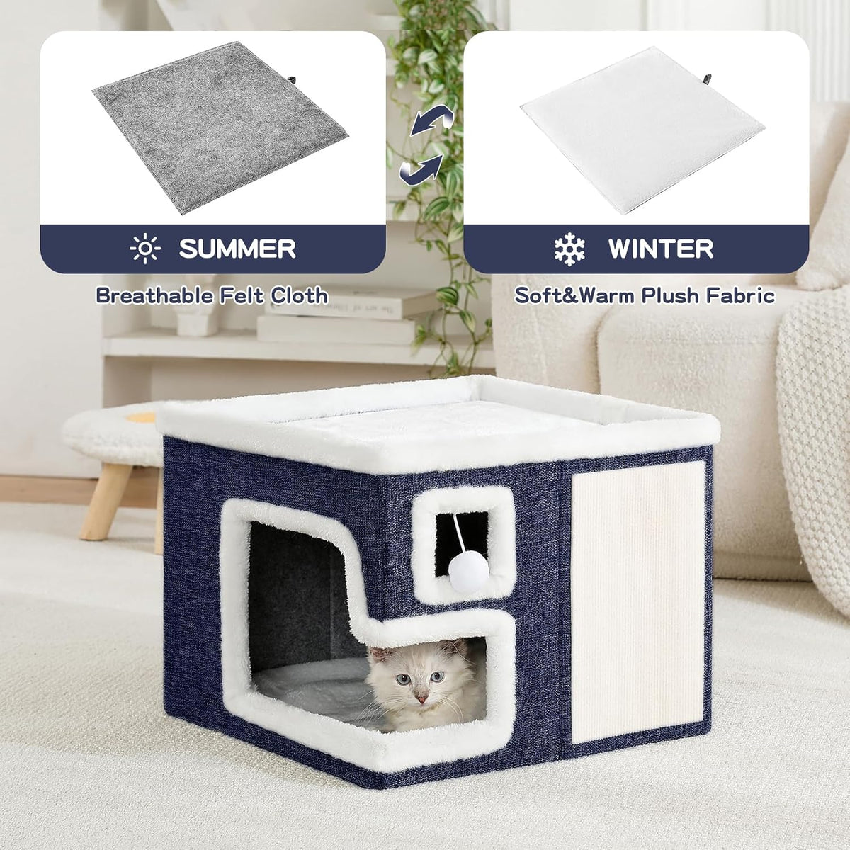 Cat Houses for Indoor Cats - Blue / Large - image 4