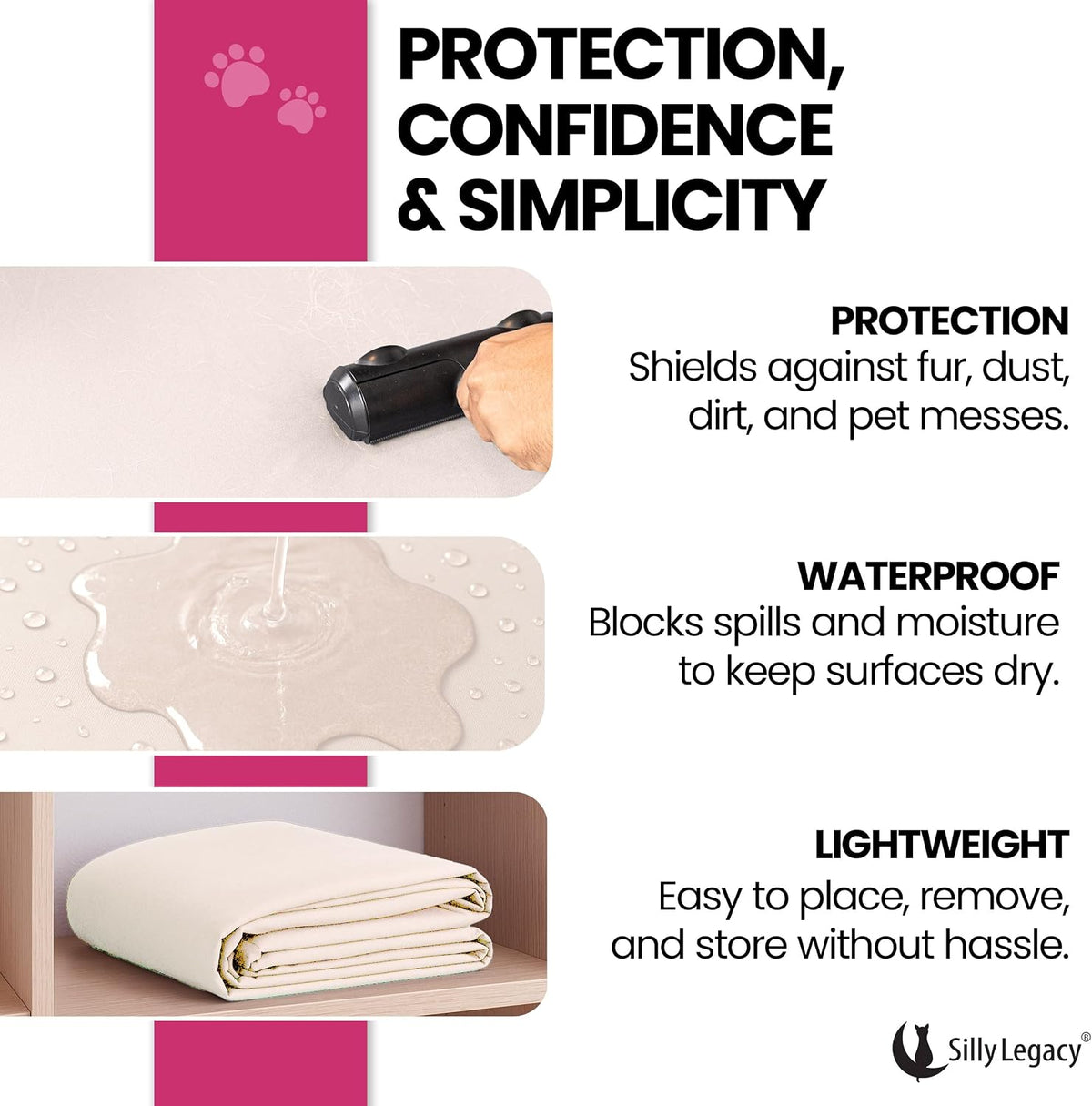 Thin Reversible Waterproof Protective Bed Cover, for Pets - King 96 x 100 inch / Beige - image 4