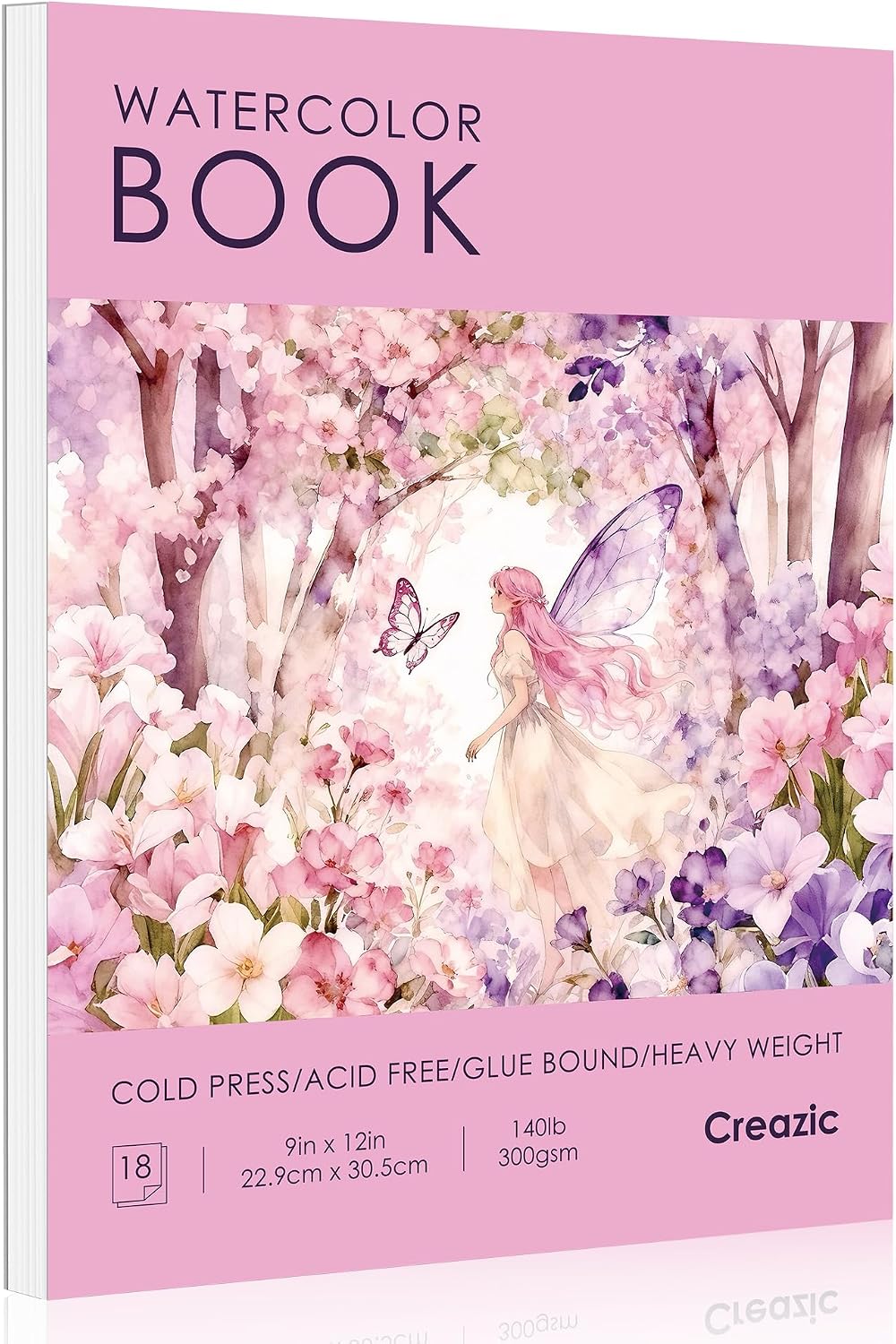Watercolor Paper Pad, 5.5"x8.5”, Spiral, Bound with Tear - Pink / 9" x 12" Glue Bound