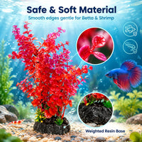 Mipukbay Red Aquarium Plants, Artificial Plastic Fish Tank Decor - Red - image 4