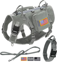 Forestpaw Tactical Dog Harness for Large Dogs, Military, L - M:Chest 22-35",Fit 30-80lbs / Gray