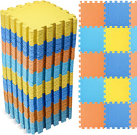 Nuanchu 60 PCS Kids Foam Puzzle Mat, Cream - Dark Blue, Light Blue, Orange, Yellow