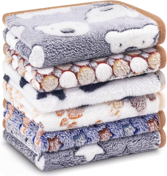 6 Pcs Guinea Pig Bedding Cage Liners Small Animal Flannel Blankets Sleep Mat Absorbent Reusable Pet Pee Bedding Pad Cover for Dog Cat Hamster Ferret Chinchilla Rabbit Hedgehog (30 x 42 Inch, Multi)