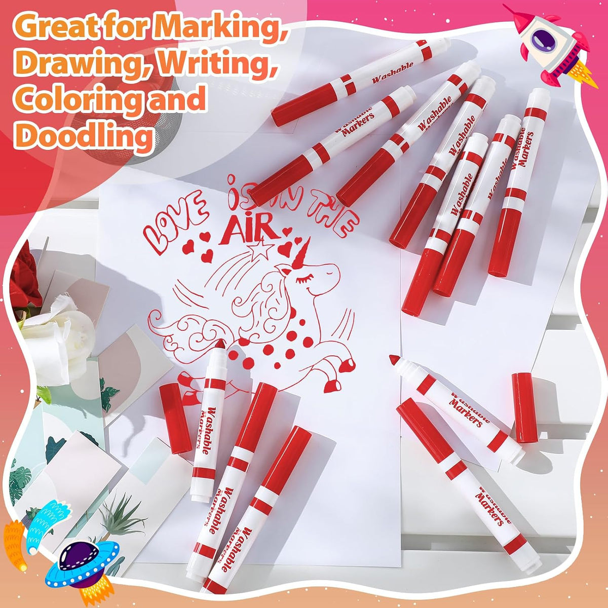 Janlaugh washable markers bulk pack of 24 broad line markers with conical tips - view 36