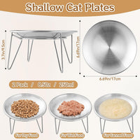 Elevated Cat Bowls, Wide Stainless Steel Cat Food Bowls with Metal Stand Whisker Stress-Free - 4 Plates with Stand - image 3