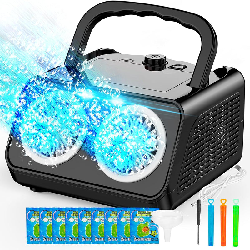 SHCKE Automatic Bubble Machine with 2 Fans, 20000+ Bubbles/Min - Black