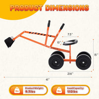 Albott Kids Ride-On Sand Digger Excavator Toy with 8-Inch Wheels – Fun for Kids & Family - Orange - image 3