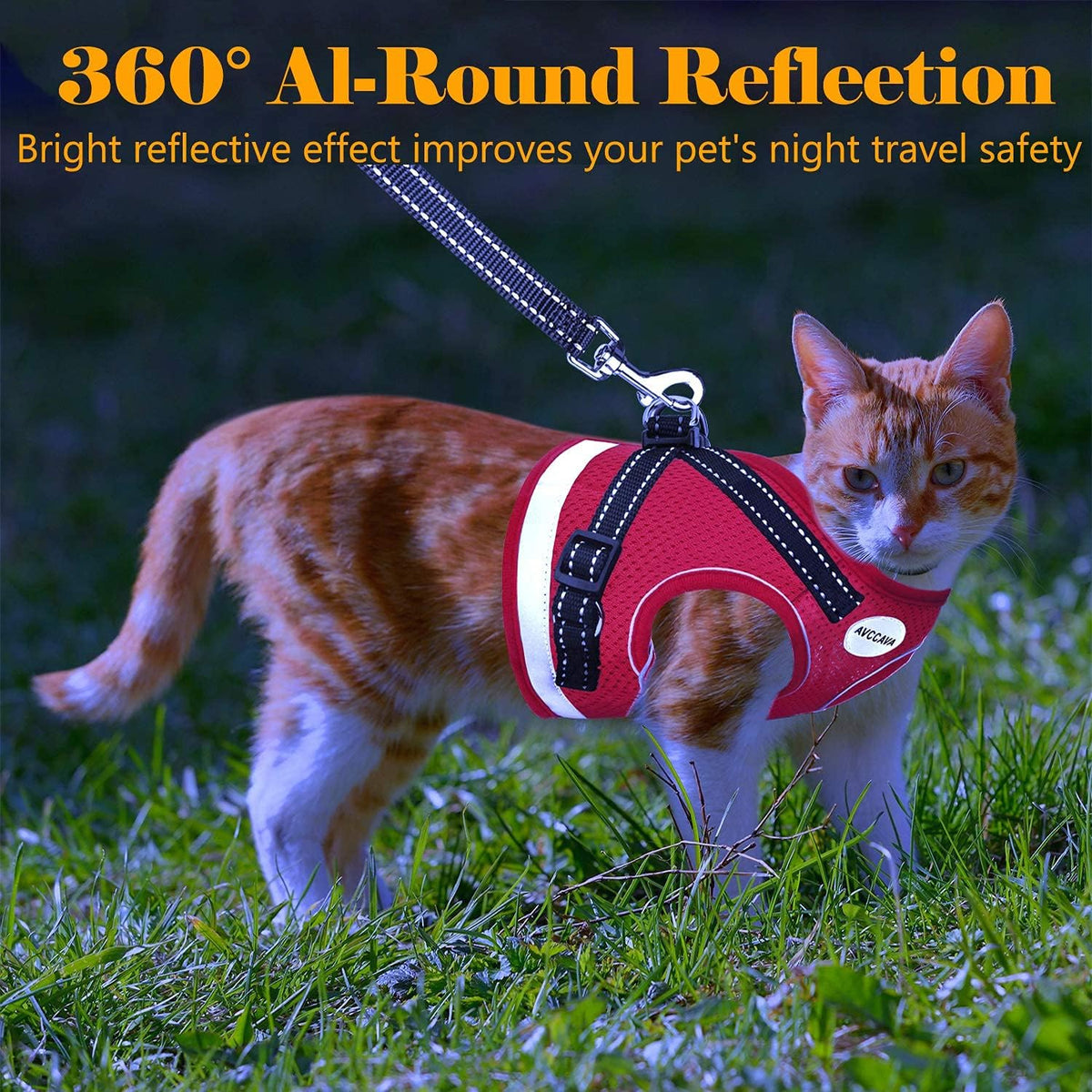 Cat Harness and Leash Set - Red / XS (Chest: 6" - 8") - image 2