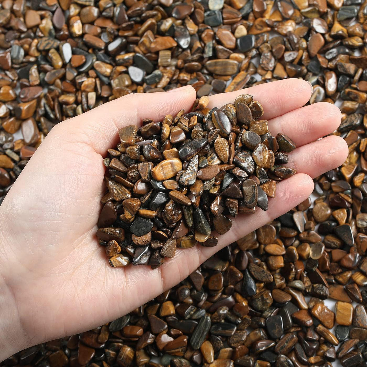 LAIDANLA Rose Quartz Crushed Stone Crystal Chips Bulk - Brown-tiger Eye / 0.22 Pound-（0.2"-0.28"） - image 2
