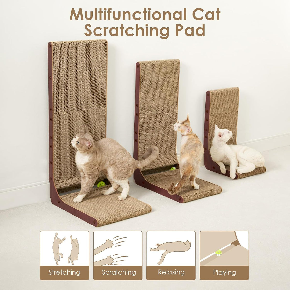 EHEYCIGA Cardboard Cat Scratcher for Indoor Cats - Dark Brown / 16.6x11.2x26.8 - image 4