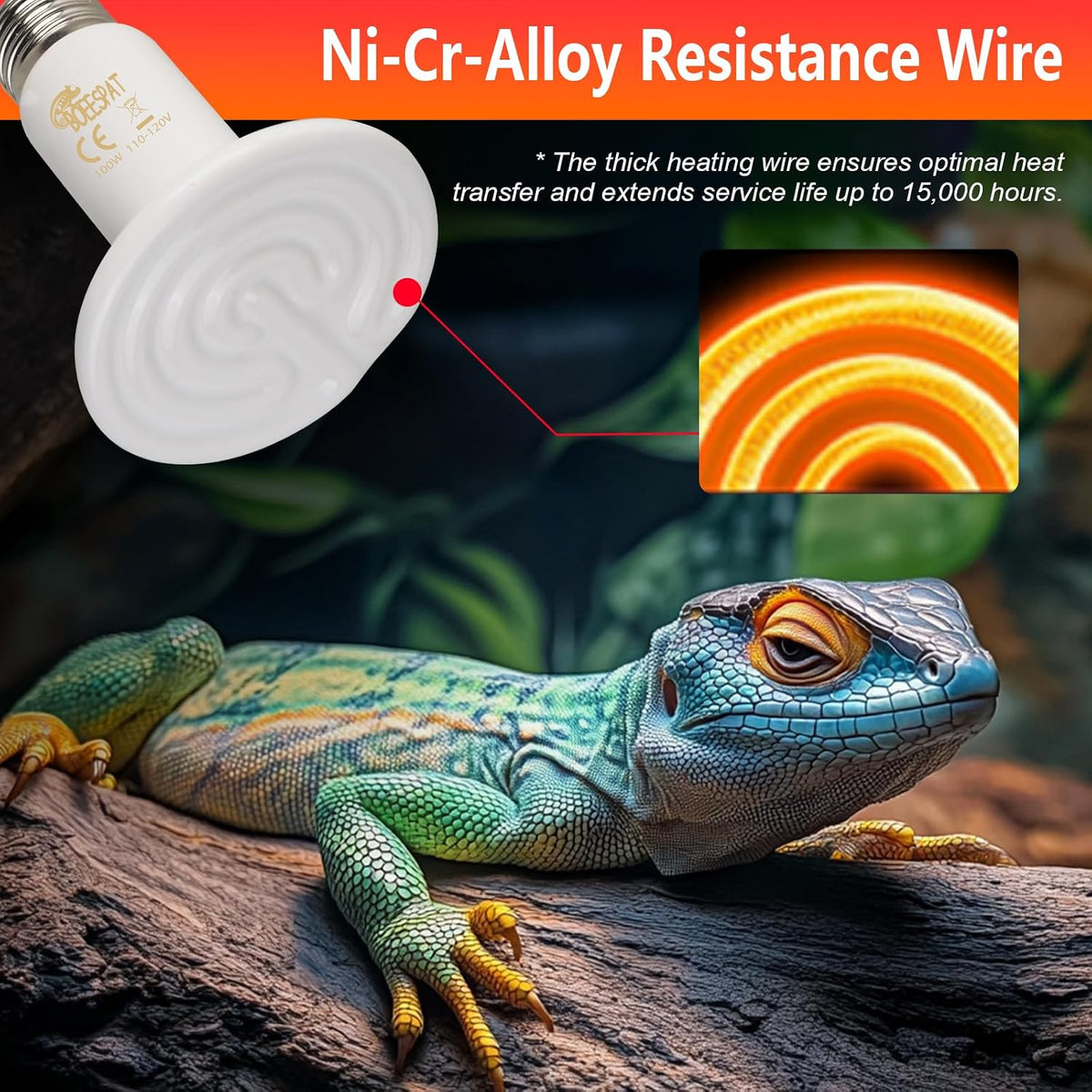 150W Reptile Heat Lamp, Pack of 2 Ceramic Heat Emitters for Reptile Geckos, Lizard, Iguana, Bearded - 150 Watts / 2pcs/White - image 4