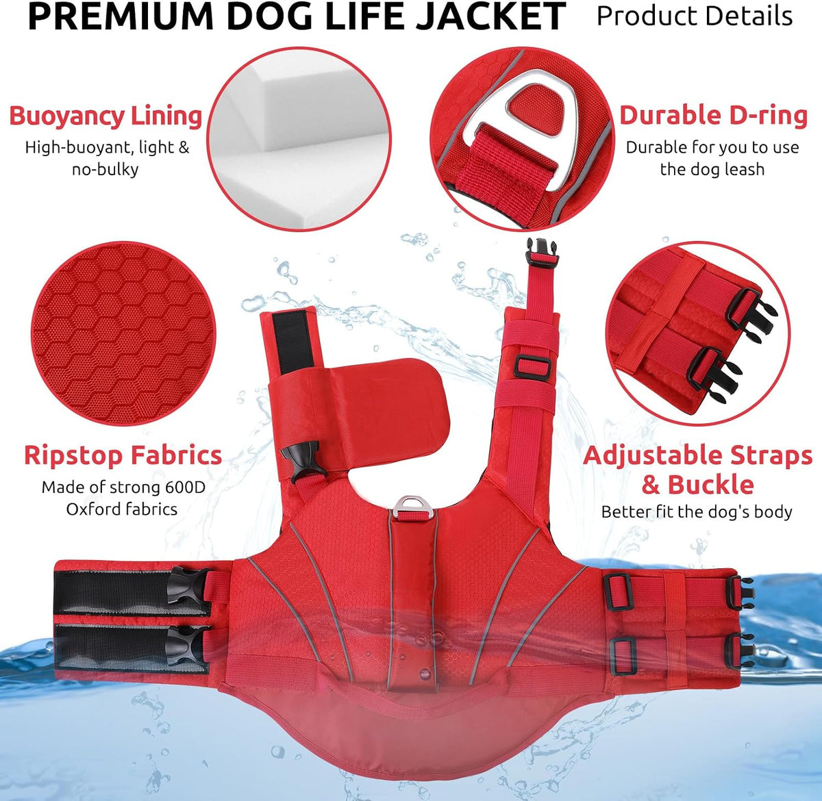 Queenmore Dog Life Jacket with Front Float - X-Large / Red - image 3