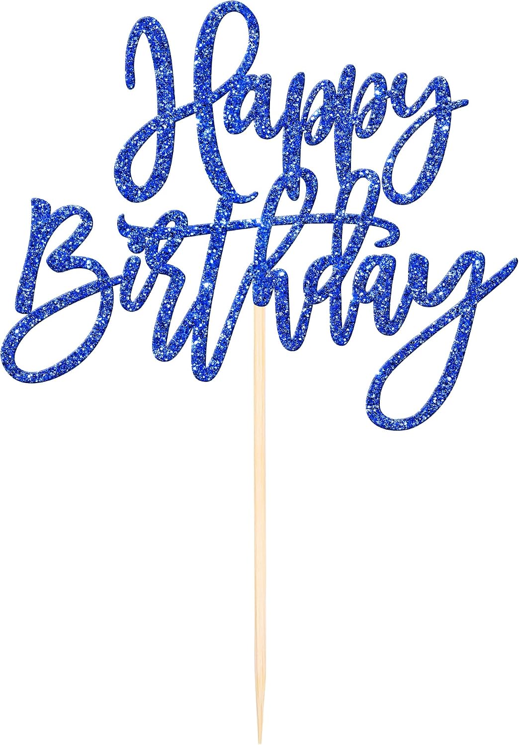 ZHUOWEISM 1 PCS Gold Happy Birthday & Anniversary Cake Topper – Fun for Kids & Family - Dark Blue - image 3