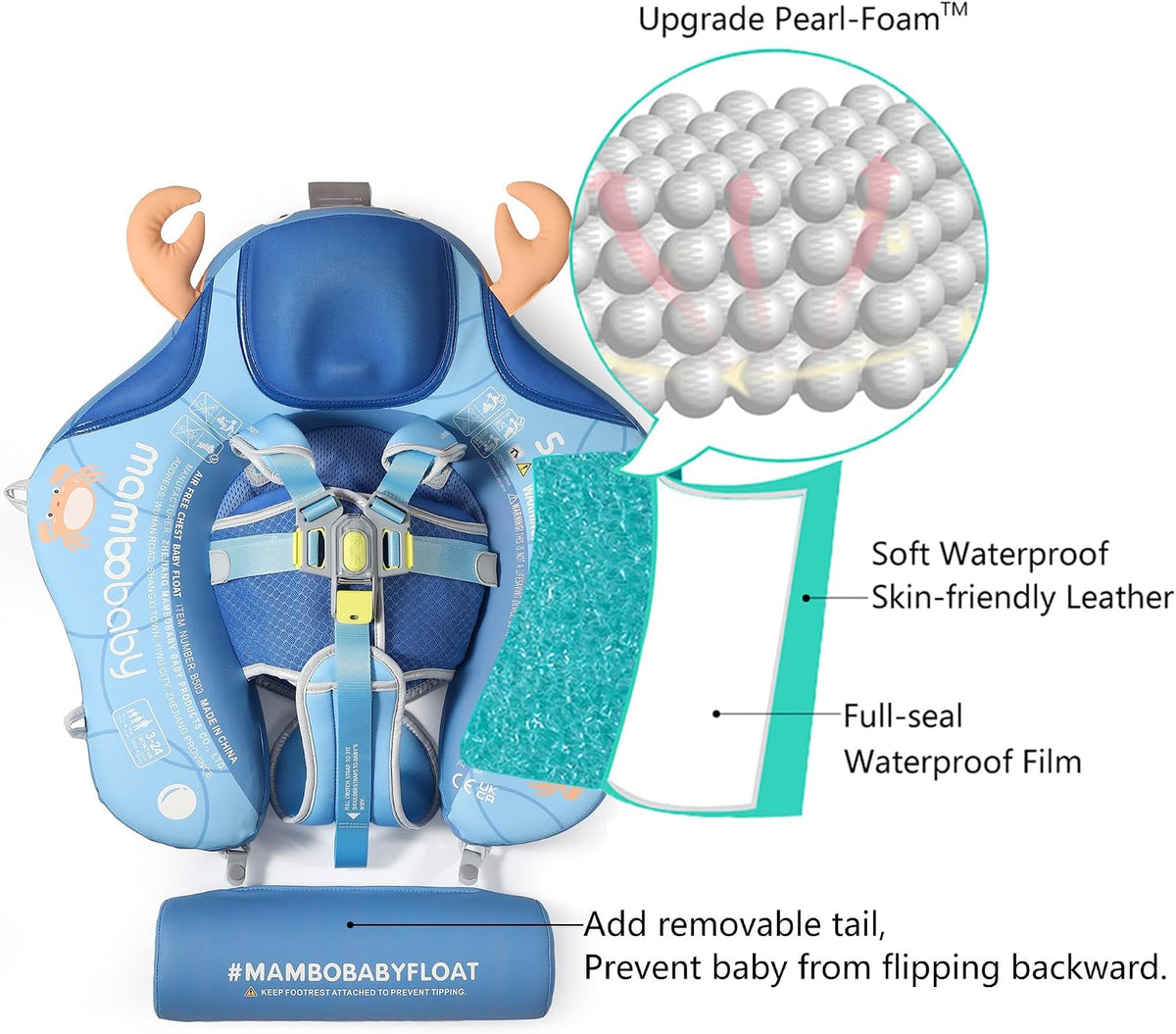 Mambobaby Float with Canopy & Tail - Blue (Crab) - image 2