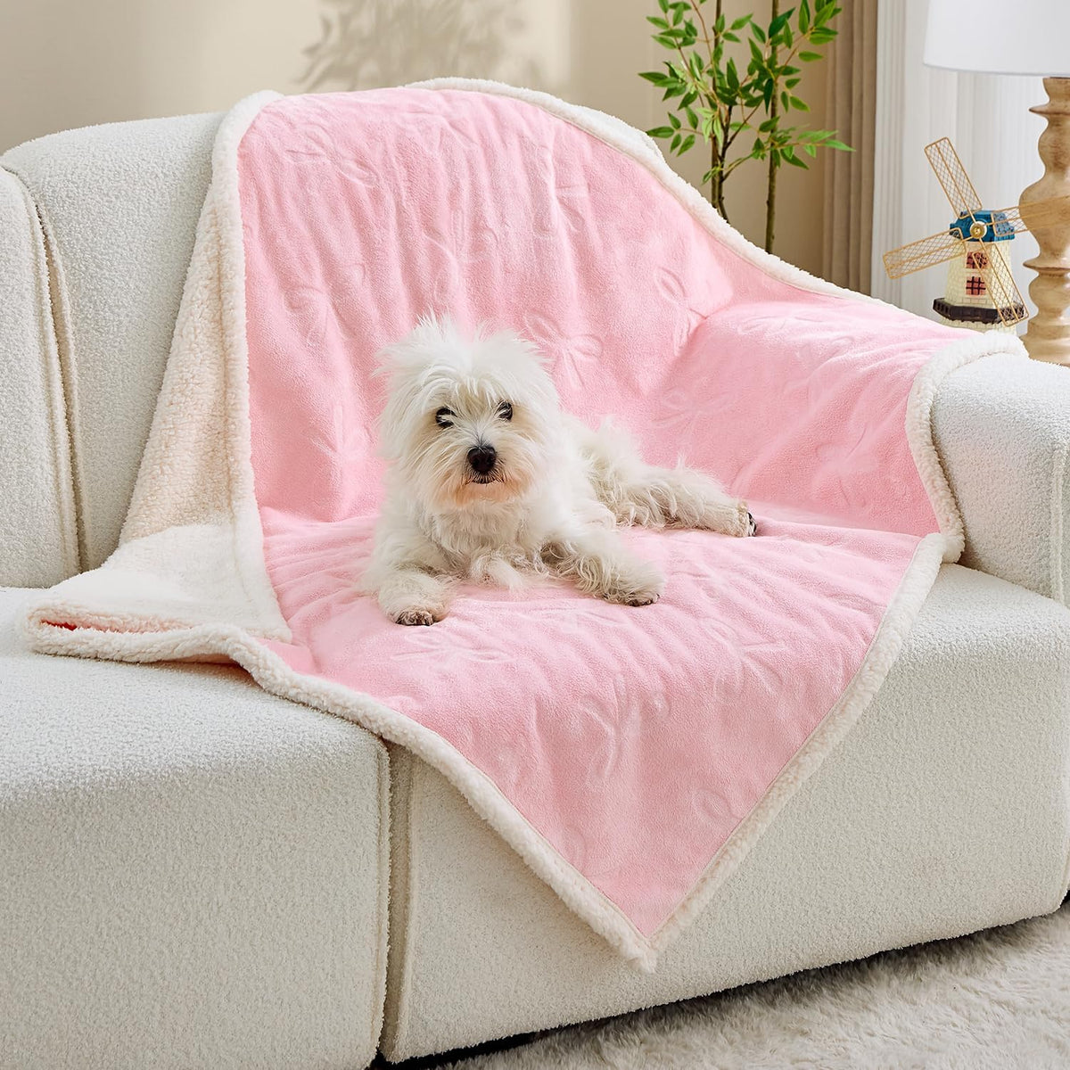Pet Blankets for Cats, Waterproof Cat Blanket Washable - Pink Bow / 30"x40"