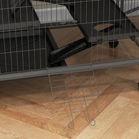 PawHut 50" 5-Tier Small Animal Cage, Ferret Cage, Large Chinchilla Cage with Hammock Accessory & Heavy-Duty Steel Wire, Small Animal Habitat with 4 Doors, Removable Tray, Gray