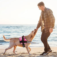 Dogline Dog Harness, Reflective No-Pull Adjustable Vest with Handle for Walking, Training, Breathable, No - Choke Harness for Small, Medium or Large Dogs Room for Patches Girth 22"-28" in Pink Camo
