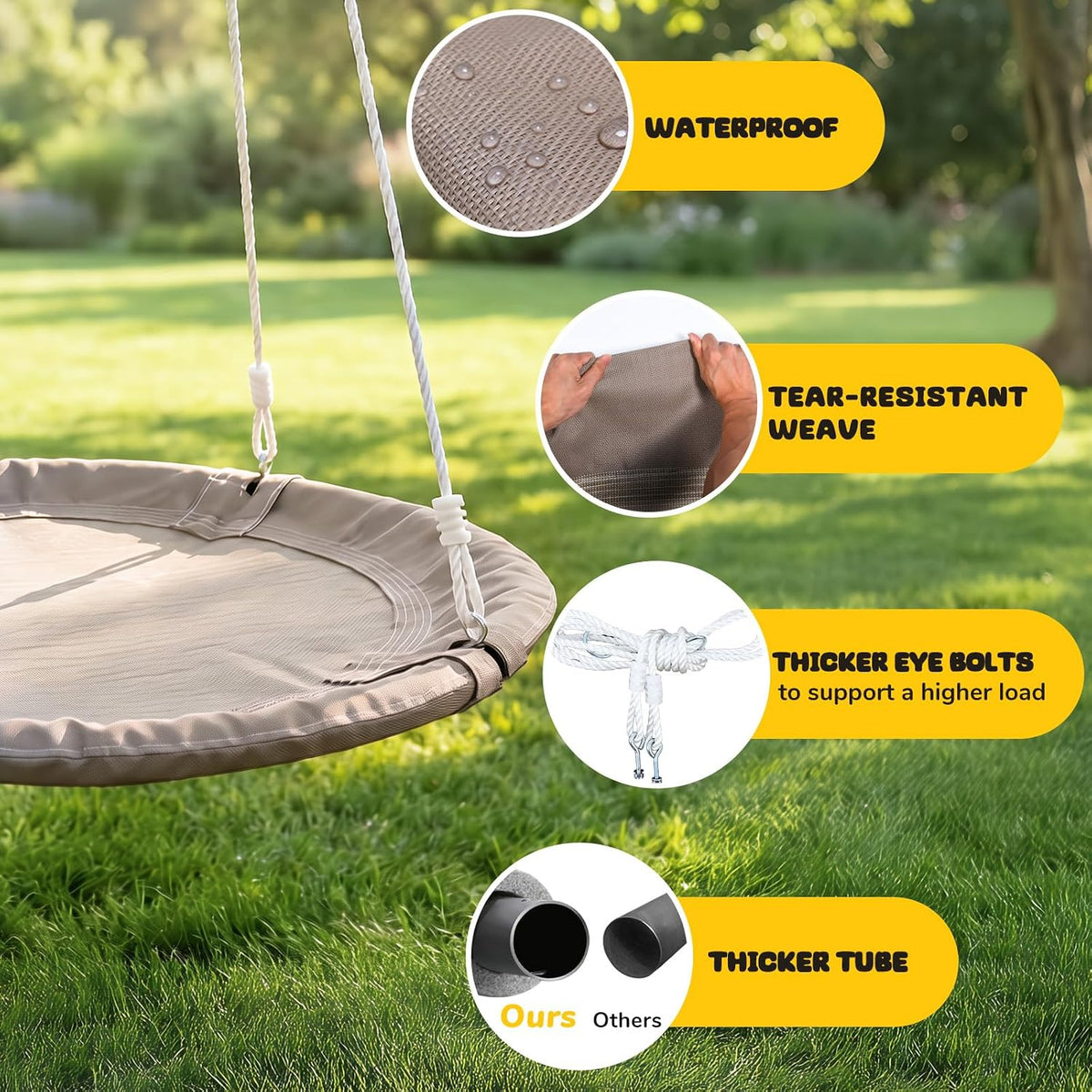 Trekassy 40" Saucer Tree Swing - Taupe - image 2