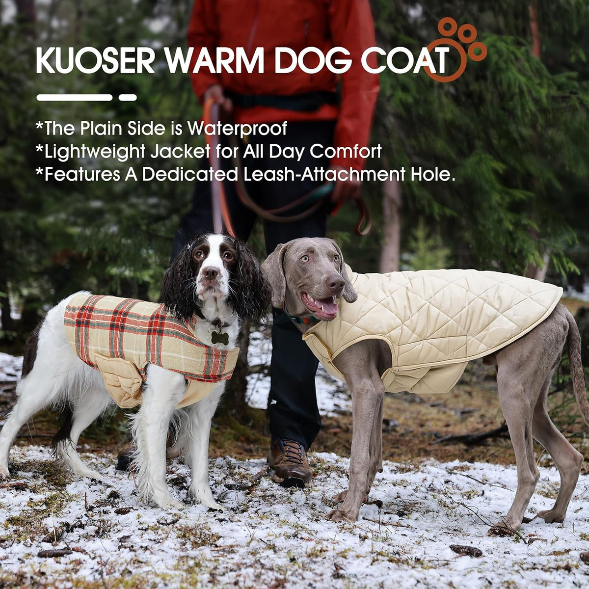 Kuoser Waterproof Dog Coat - Beige&Red / X-Small (Pack of 1) - image 3