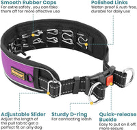 Mayerzon purple no pull dog collar with reflective threads and slider buckle - view 2
