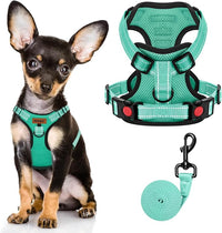 MIDOG No-Pull Dog Harness | Adjustable & Reflective Pet Harness Leash Set for Small Medium Large Dogs Walking, Training| No Choke, Front Clip, Soft Padded Vest with Easy Control Handle - Green, XS