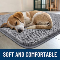 Smiry Dog Door Mat for Muddy Paws 44x24, Absorbs Moisture and Dirt Doormat, Non-Slip Washable Quick Dry Chenille Front Door Mat Indoor Entrance, Entryway Carpet for Inside Floor, Grey