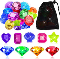 MARFOREVER pool dive gems, 8 diamond and 8 heart shaped acrylic gems with storage bag