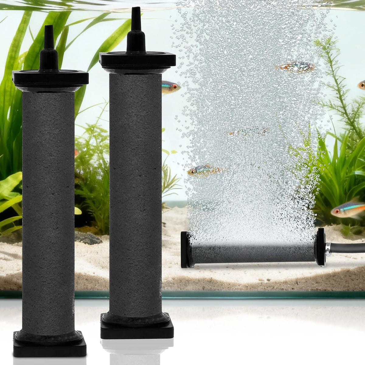AquaMiracle New Innovative Rubber Air Stone, Air Bubbler - 2 Pack(1.25in)