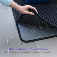 iPrimio Large Cat Litter Trapper Mat with Exclusive Urine/Waterproof Layer - Cat Litter Mat - Larger Holes with Urine Puppy Pad Option for Messy Cats - Soft on Paws and Light - 30" x 23" (Black Color)