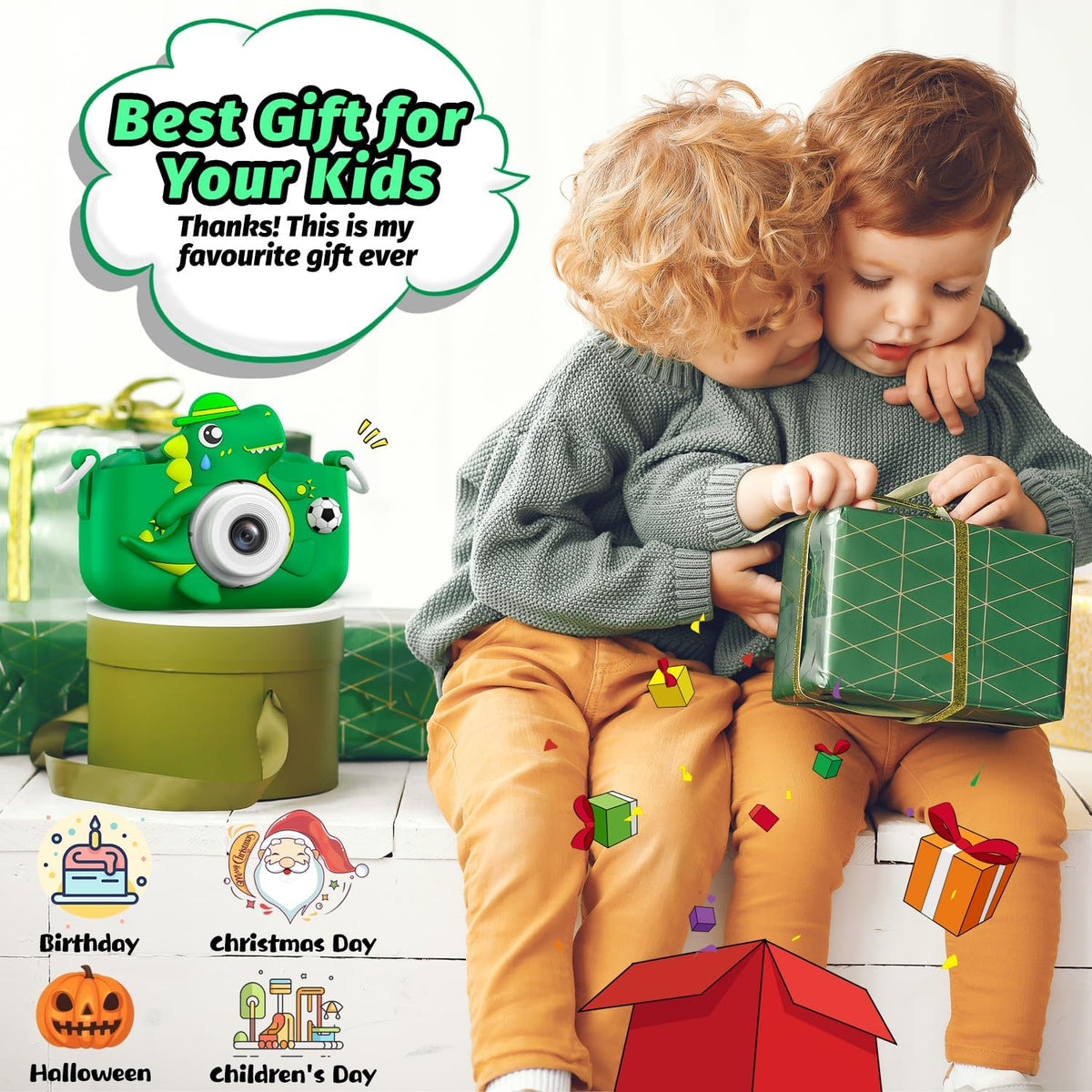 Dinosaur Kids Camera for Boys Girls - Green - image 2