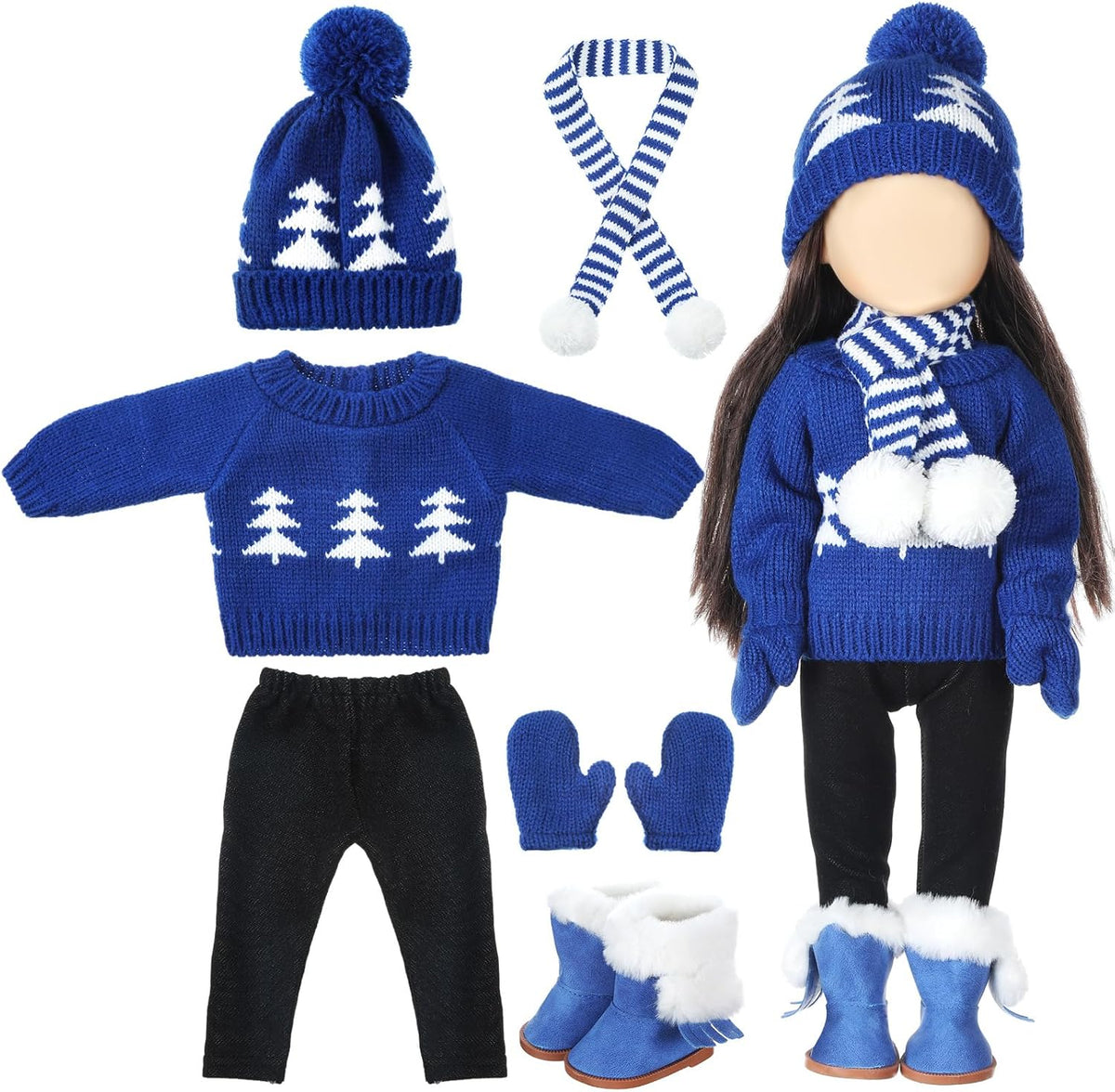 Bencailor 18 inch doll clothes set with jacket, vest, pants, hat and high boots in Christmas cowgirl - view 10