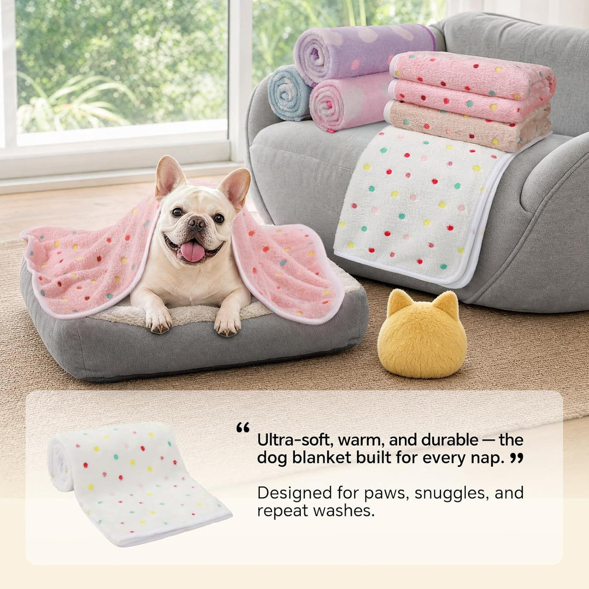 1 Pack 3 Blankets Super Soft Cute Dot Pattern Pet Blanket Flannel - Beige/Brown/Pink / 30x20 inch (Pack of 3) - image 4