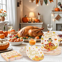 PERFQU 150-piece Halloween plates and napkins set with pumpkin and ghost prints - view 10
