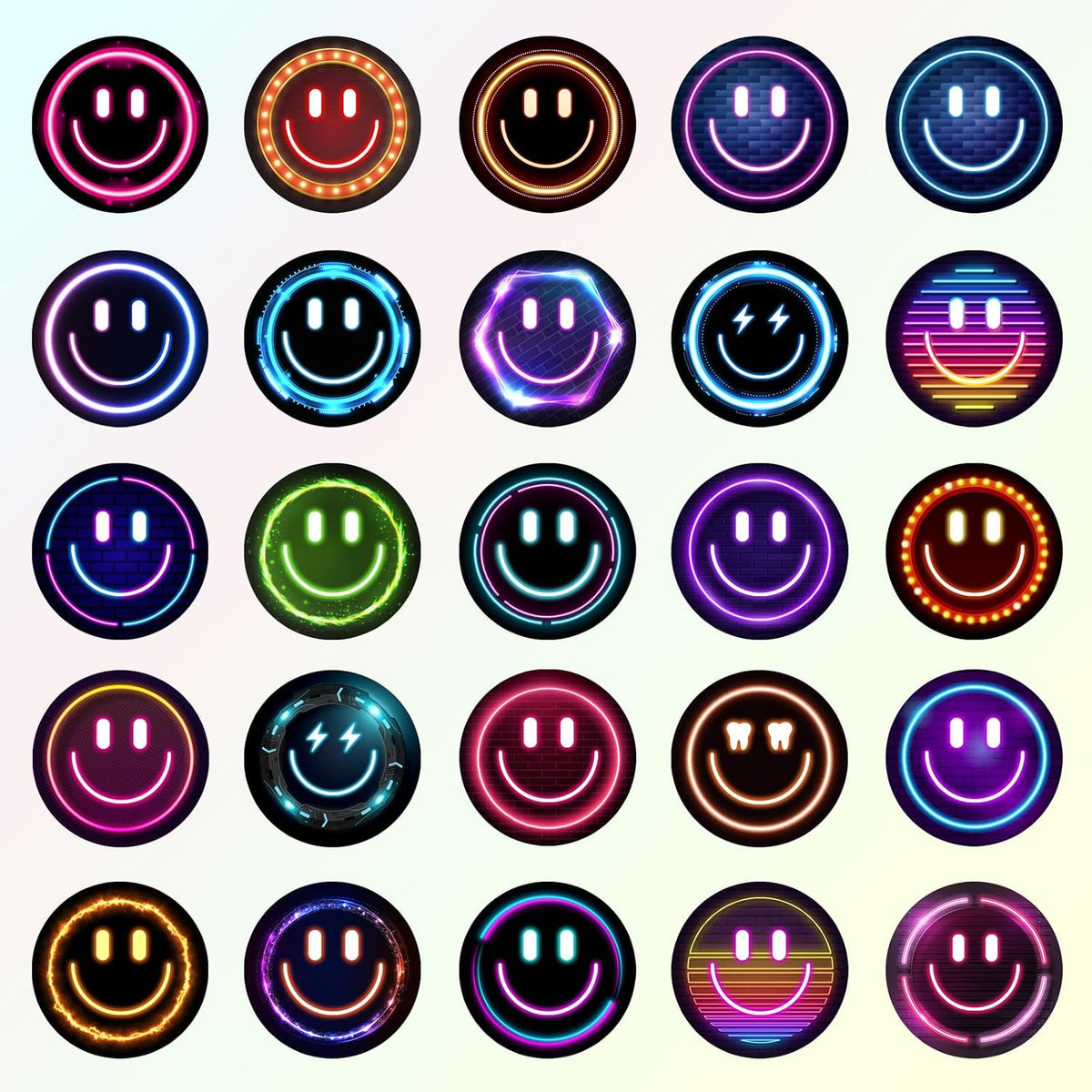50PCS Smile Face Stickers Cute Water Bottle Stickers for Kids – Fun for Kids & Family - 100pcs Smile Neon Stickers - image 4