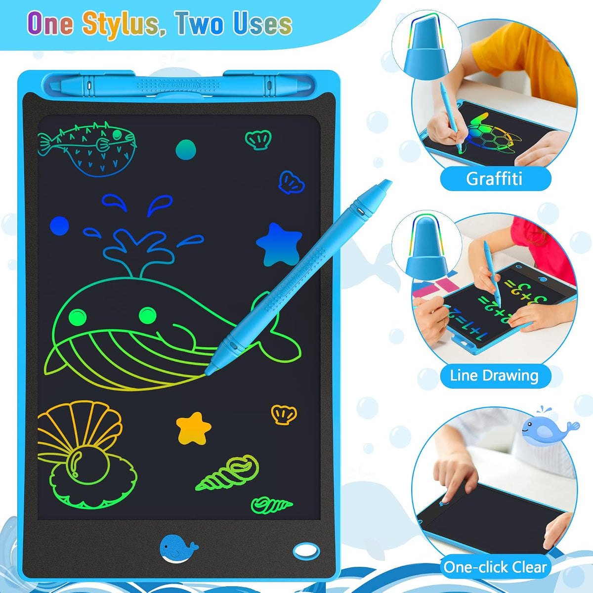 Hockvill LCD Writing Tablet for Kids 8.8 Inch - 6"W x 9"H / Blue - image 4