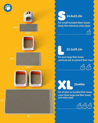 Cat Litter Mat - 23.2'' x 29.1'' Large Litter Trapping Mat, Easy to Clean Litter Box Mat, Waterproof, Urine-Proof, Non-Slip Kitty Litter Mats for Floor, Beige